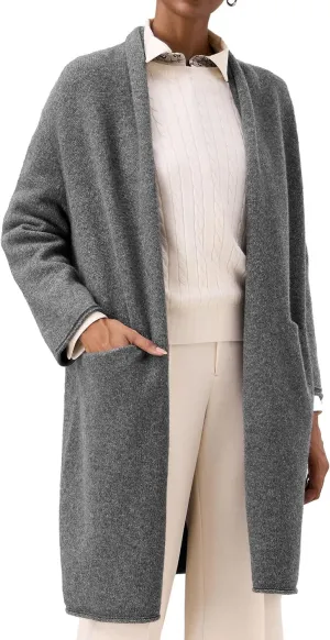 Amoretu Women's Pure Wool Knit Cardigan Open Front Long Sweater Loose Outerwear, 2024