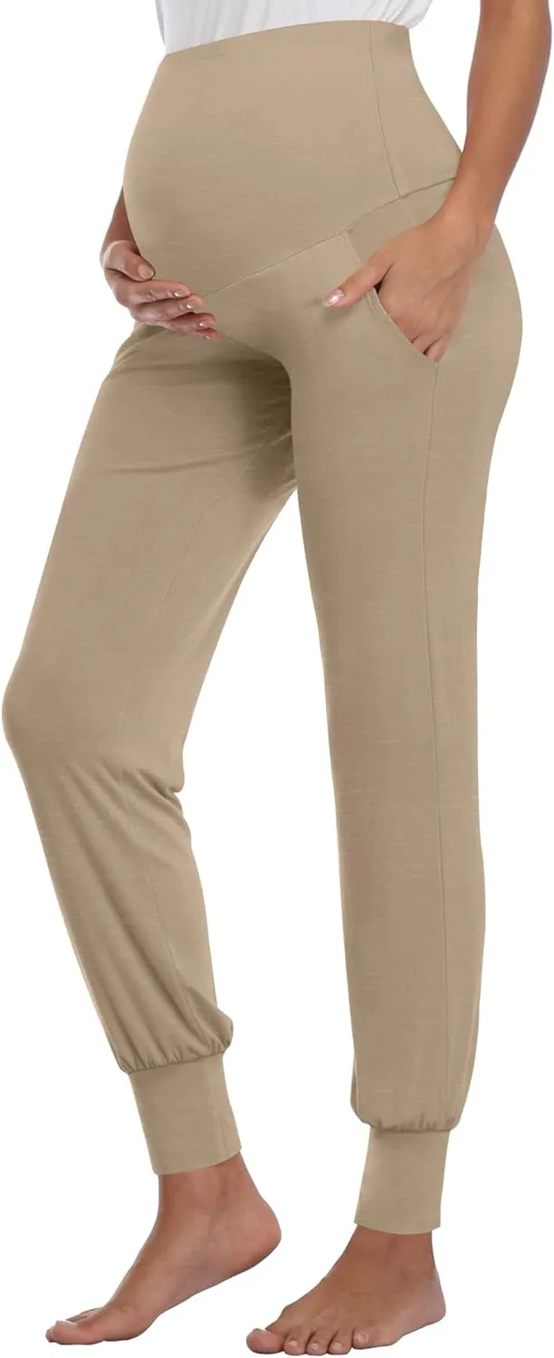 AMPOSH Women's Maternity Pants Stretchy Lounge Workout Pants Casual Loose Comfy Pregnancy Joggers with Pockets