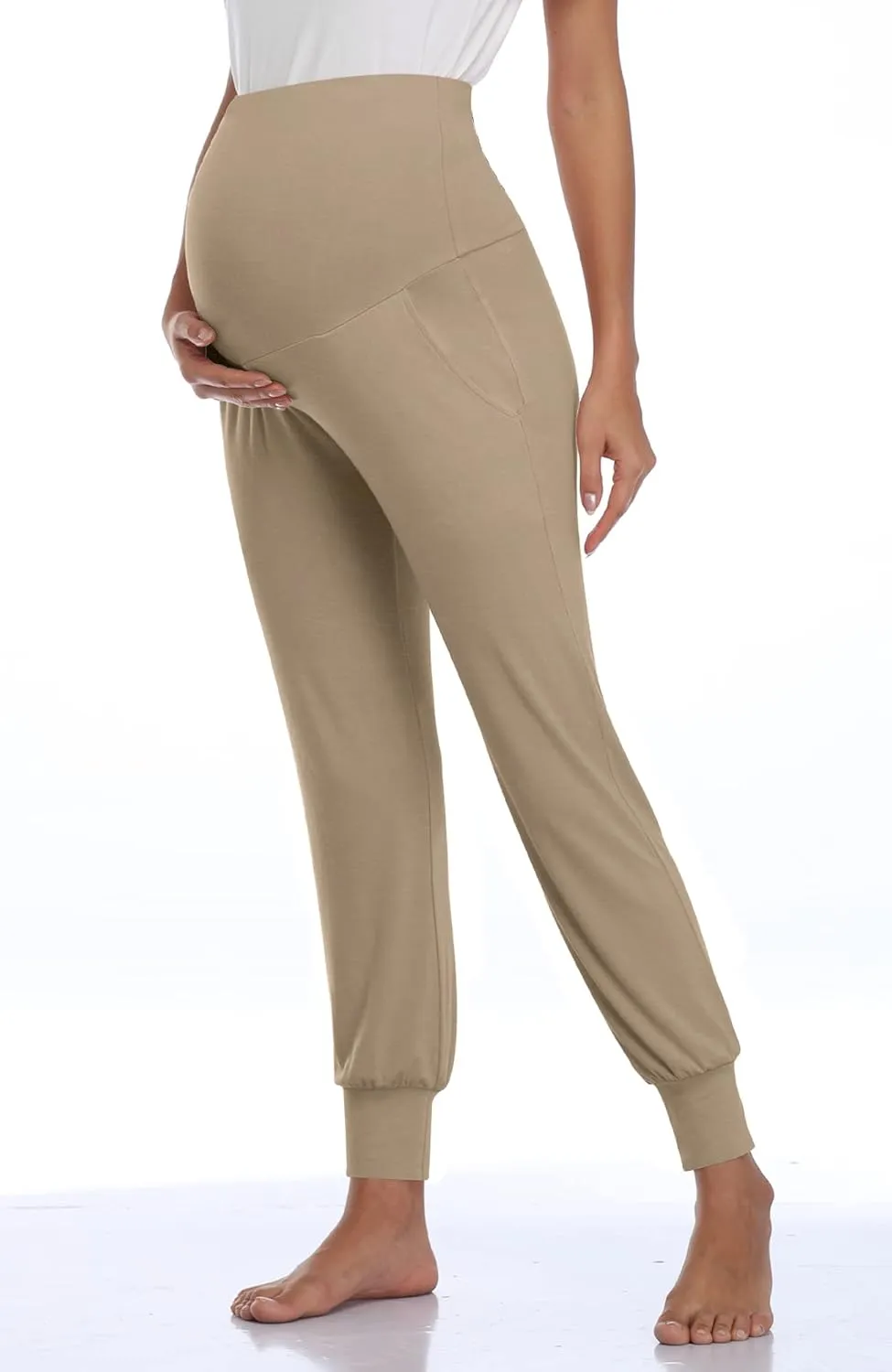 AMPOSH Women's Maternity Pants Stretchy Lounge Workout Pants Casual Loose Comfy Pregnancy Joggers with Pockets