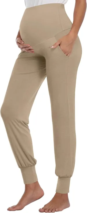AMPOSH Women's Maternity Pants Stretchy Lounge Workout Pants Casual Loose Comfy Pregnancy Joggers with Pockets