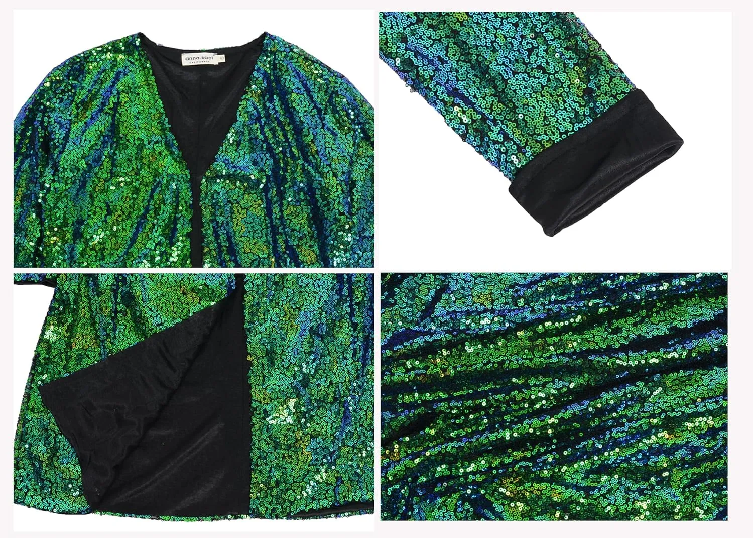 Anna-Kaci Women's Sequin Jacket Open Front Coat Blazer Party Cocktail Outerwear Cardigan,
