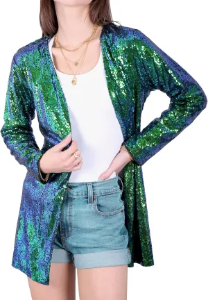 Anna-Kaci Women's Sequin Jacket Open Front Coat Blazer Party Cocktail Outerwear Cardigan,