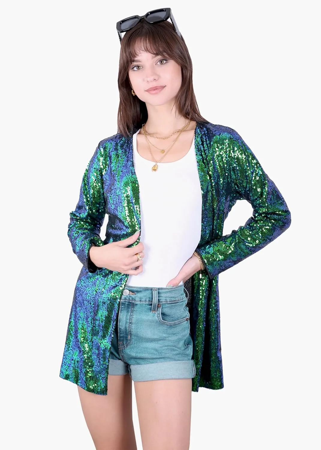 Anna-Kaci Women's Sequin Jacket Open Front Coat Blazer Party Cocktail Outerwear Cardigan,