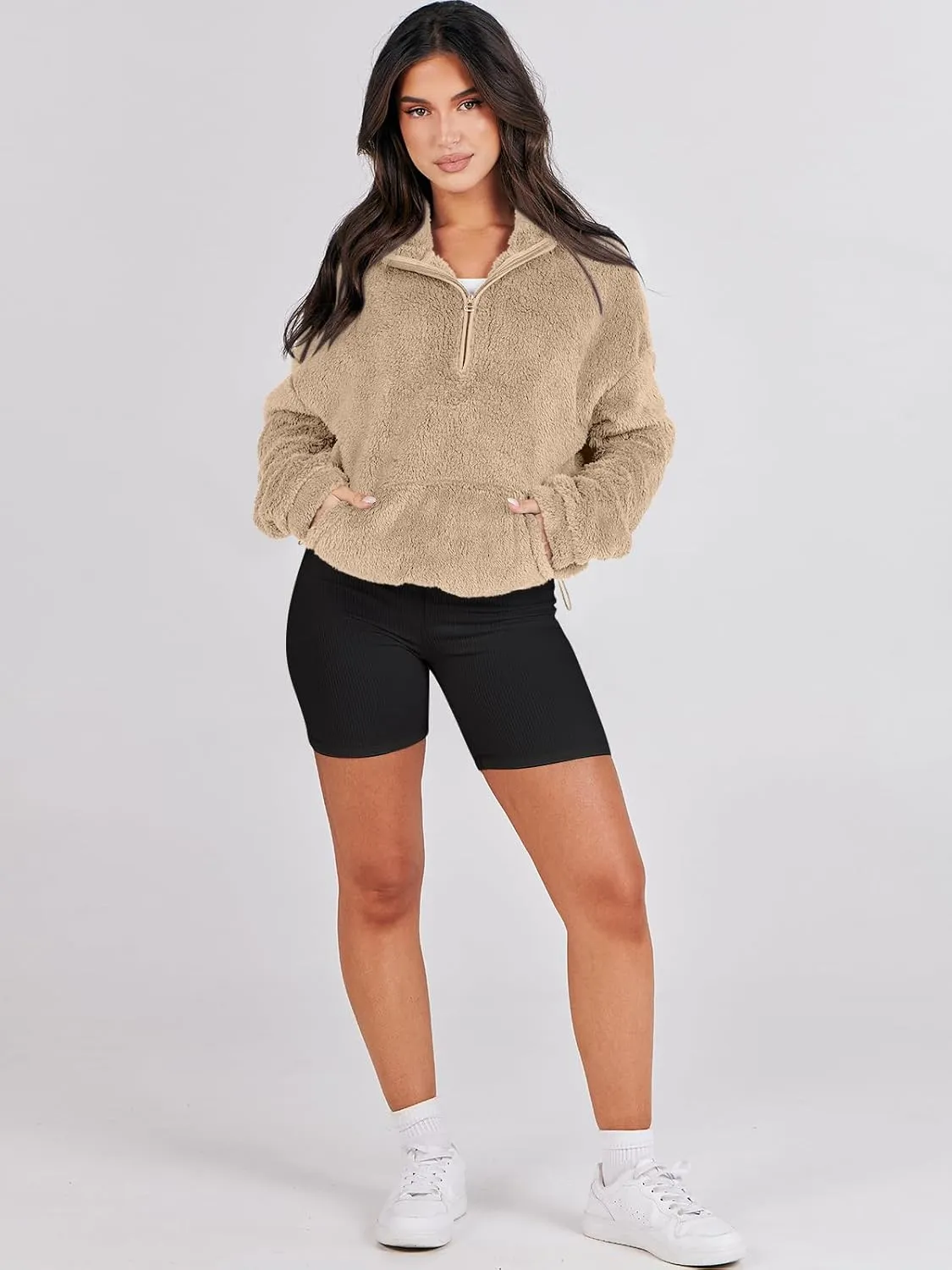 ANRABESS Womens Zip Up Hoodies Cropped Sweatshirts Fall Outfits Casual Hooded Pullover Sweaters Tops Winter Clothes 2024