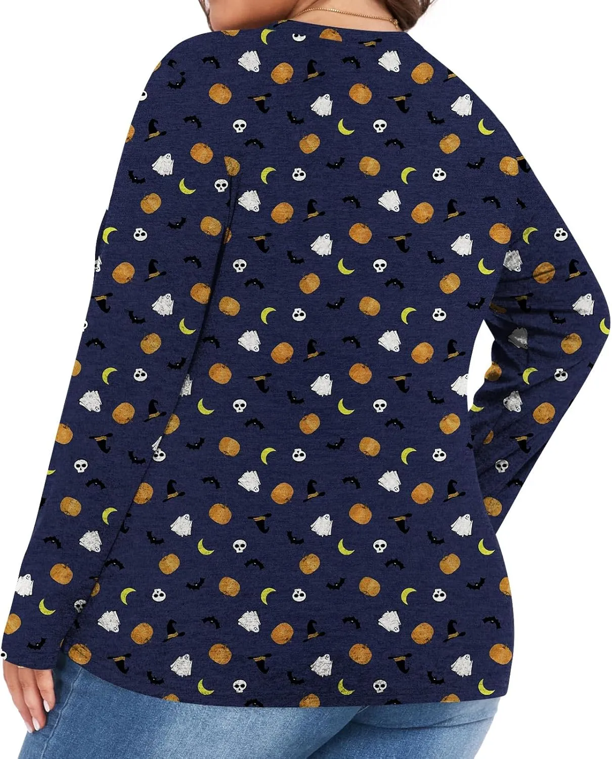 Anymiss Spring Plus Size Tops for Women 2025 Winter Sweaters Trendy Long sleeve Crew Neck Tshirts L-5XL