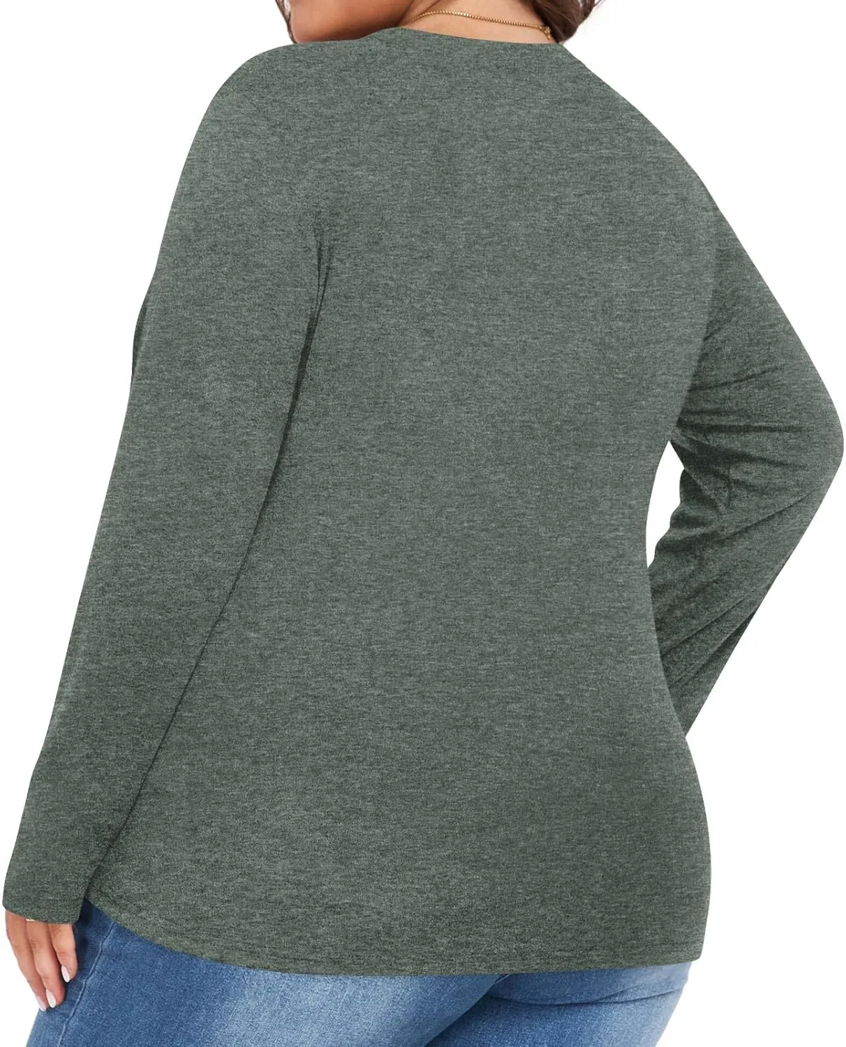 Anymiss Spring Plus Size Tops for Women 2025 Winter Sweaters Trendy Long sleeve Crew Neck Tshirts L-5XL