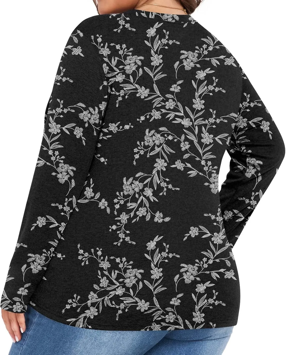 Anymiss Spring Plus Size Tops for Women 2025 Winter Sweaters Trendy Long sleeve Crew Neck Tshirts L-5XL