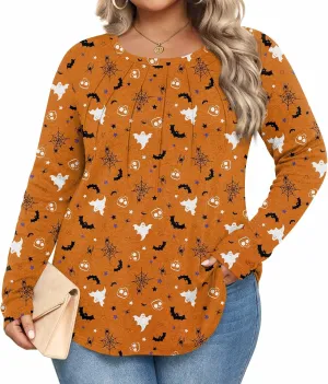 Anymiss Spring Plus Size Tops for Women 2025 Winter Sweaters Trendy Long sleeve Crew Neck Tshirts L-5XL