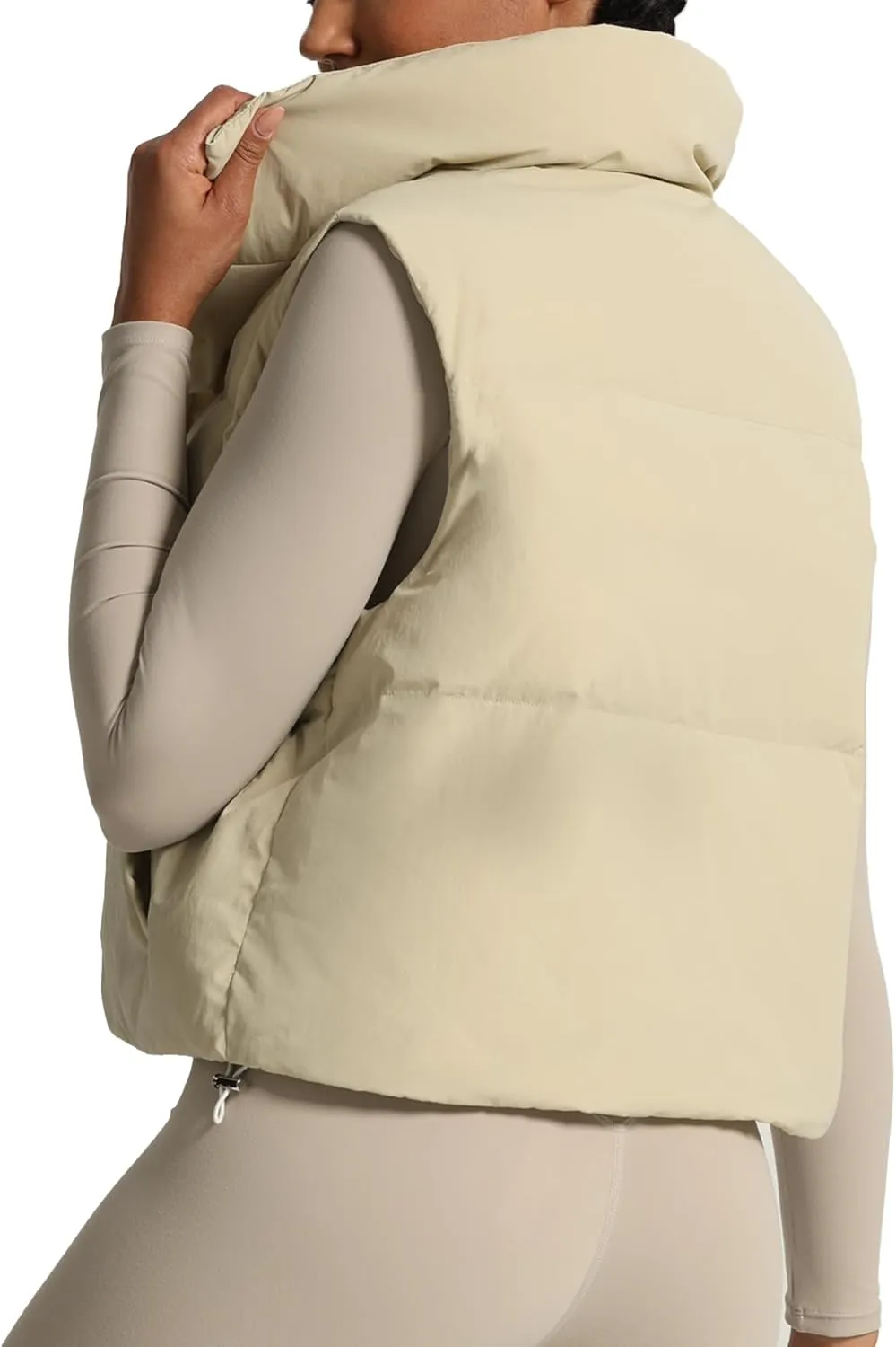 Aoxjox Women Penelope Puffer Vest Lightweight Autumn Winter Outerwear Warm Stand Collar Cropped Down with Pockets