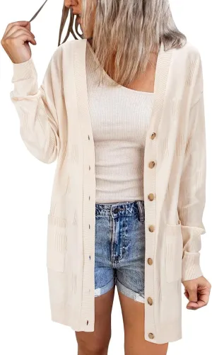 Arach&Cloz Women's Lightweight Cardigan Sweater Fashion Long Sleeve Summer Casual Outfits with Pocket Cozy Clouds