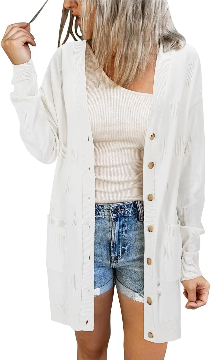 Arach&Cloz Women's Lightweight Cardigan Sweater Fashion Long Sleeve Summer Casual Outfits with Pocket Cozy Clouds