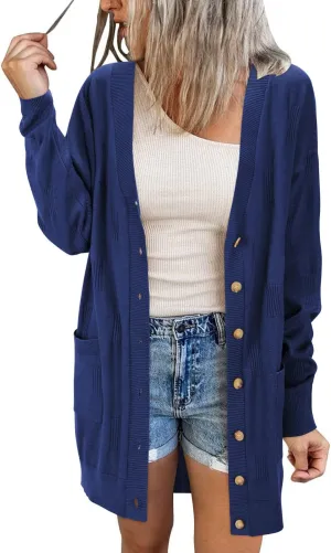 Arach&Cloz Women's Lightweight Cardigan Sweater Fashion Long Sleeve Summer Casual Outfits with Pocket Cozy Clouds