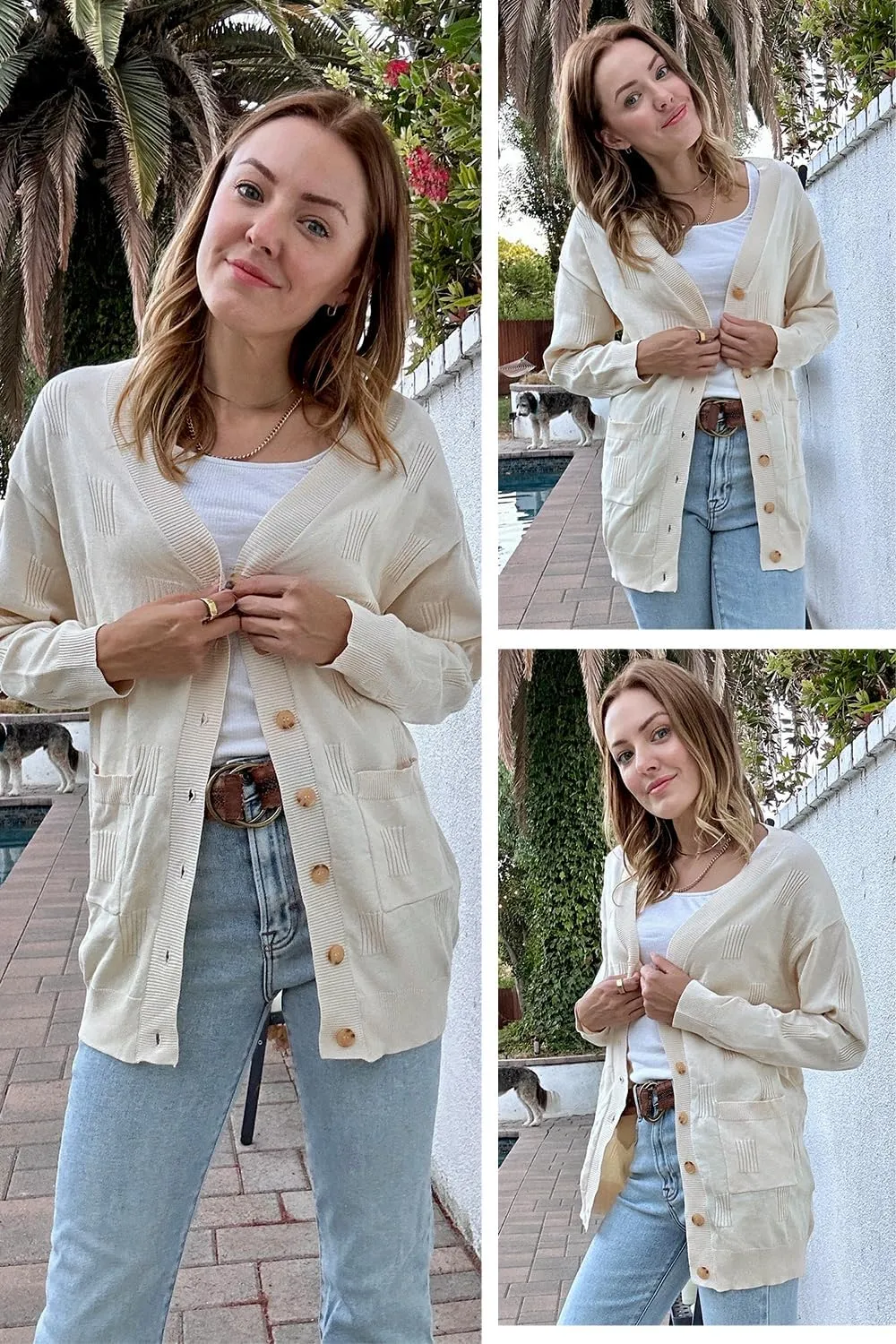 Arach&Cloz Women's Lightweight Cardigan Sweater Fashion Long Sleeve Summer Casual Outfits with Pocket Cozy Clouds