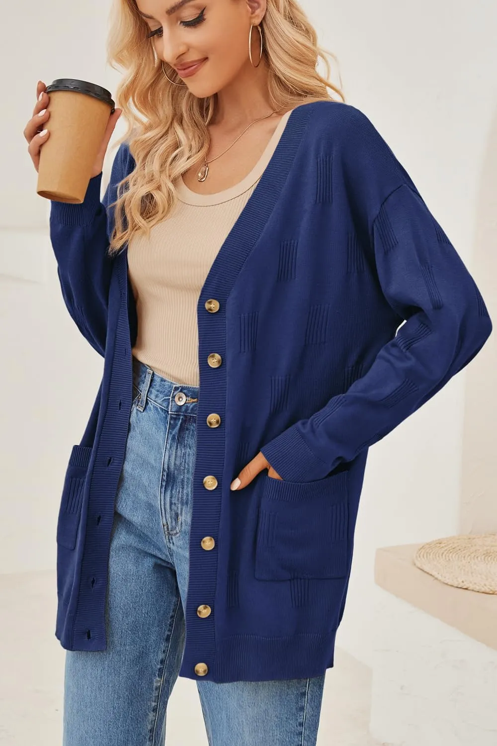 Arach&Cloz Women's Lightweight Cardigan Sweater Fashion Long Sleeve Summer Casual Outfits with Pocket Cozy Clouds