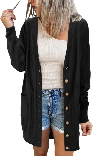 Arach&Cloz Women's Lightweight Cardigan Sweater Fashion Long Sleeve Summer Casual Outfits with Pocket Cozy Clouds