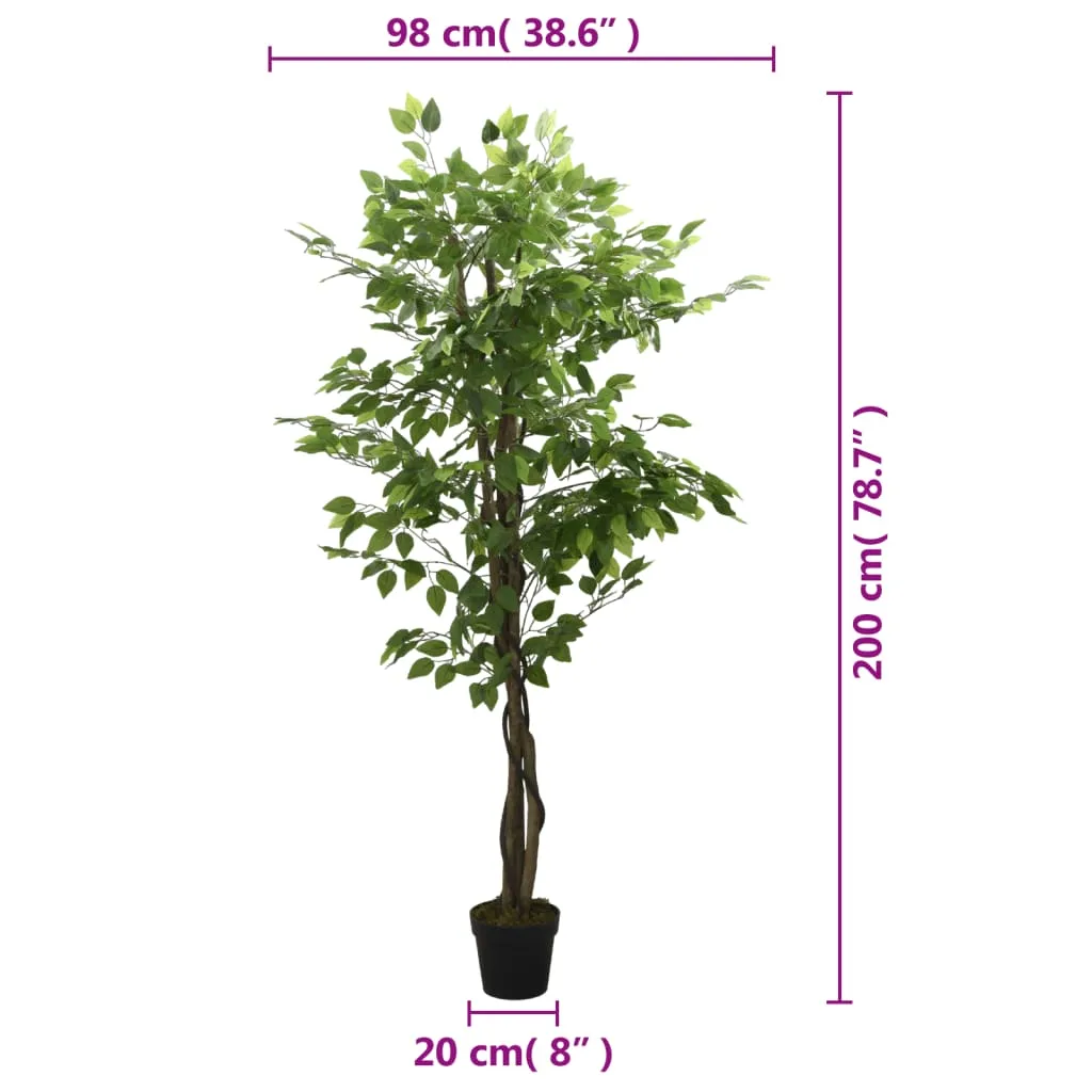 Artificial Ficus Tree 1260 Leaves 200 cm Green
