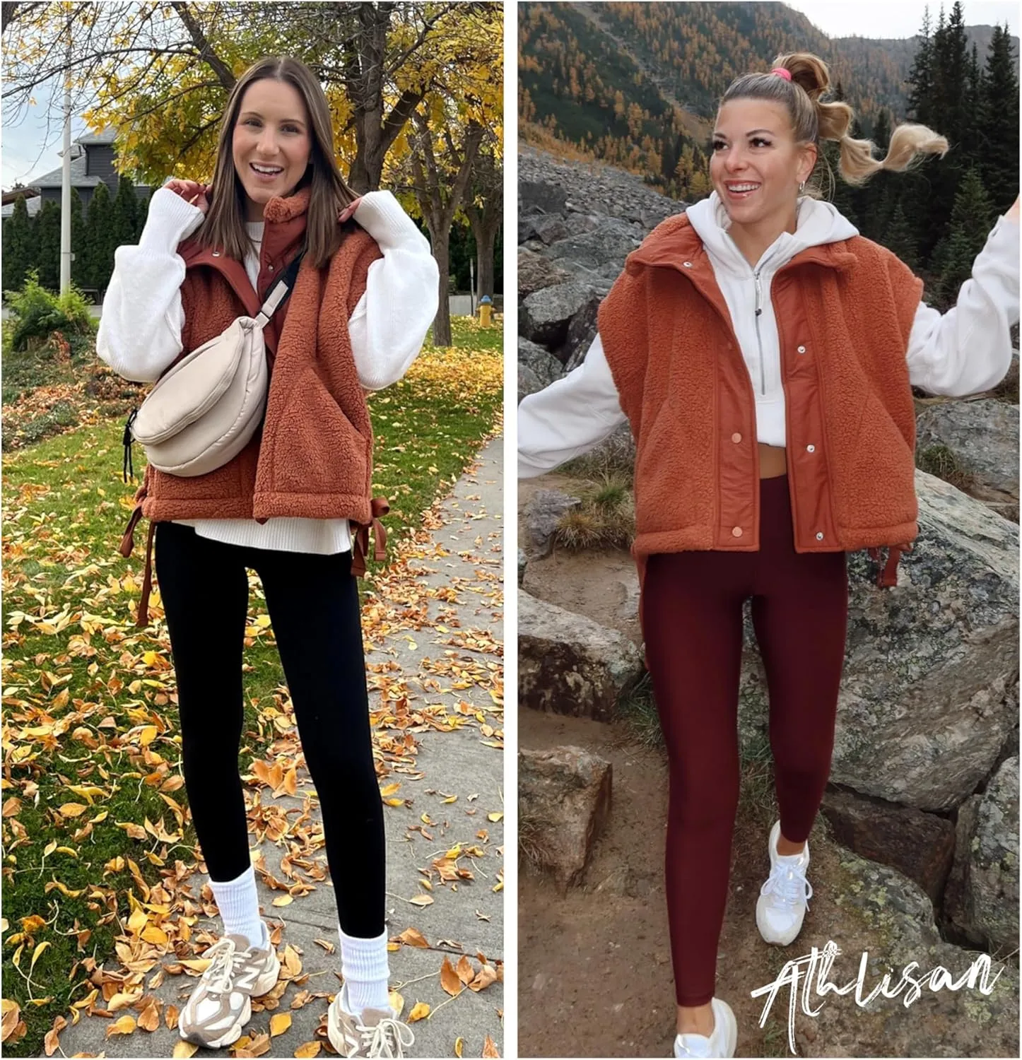 Athlisan Womens Fleece Vest Casual Sleeveless Button Down Sherpa Jacket Outerwear with Pockets