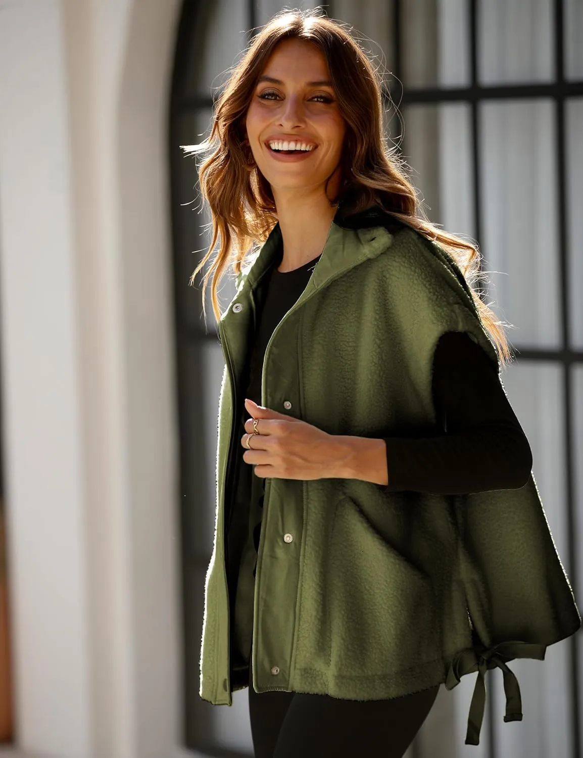 Athlisan Womens Fleece Vest Casual Sleeveless Button Down Sherpa Jacket Outerwear with Pockets