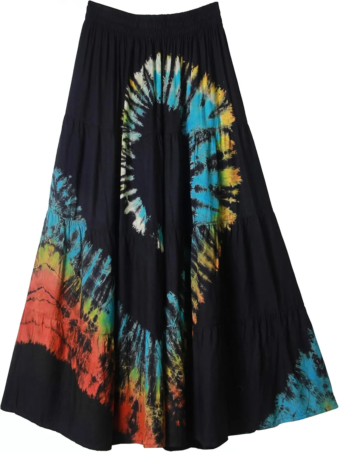 ATM Tie Dye Comfort Maxi Long Skirt Bohemian Elastic Waist Handmade Plus Size