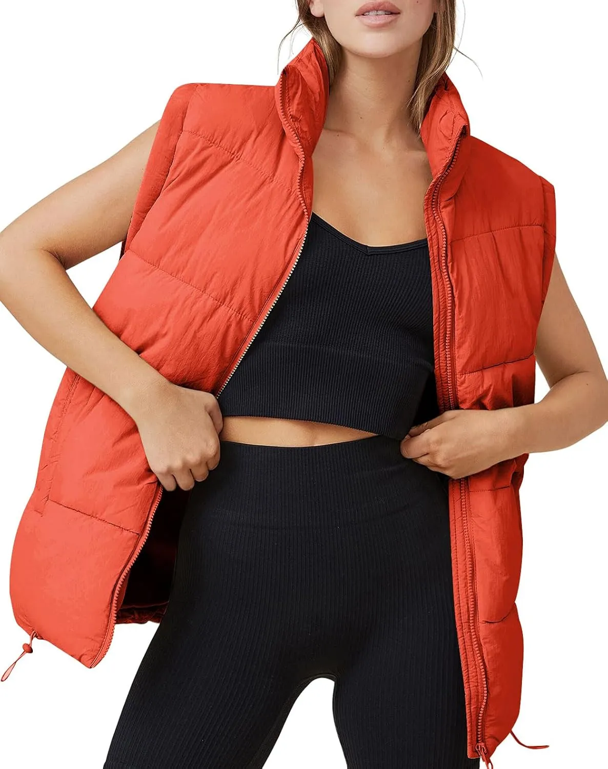 AUTOMET Puffer Vest Women Sleeveless Zip Up Outerwear Warm Puffer Lightweight Down with Pocket Fall Winter Jackets Coats 2025