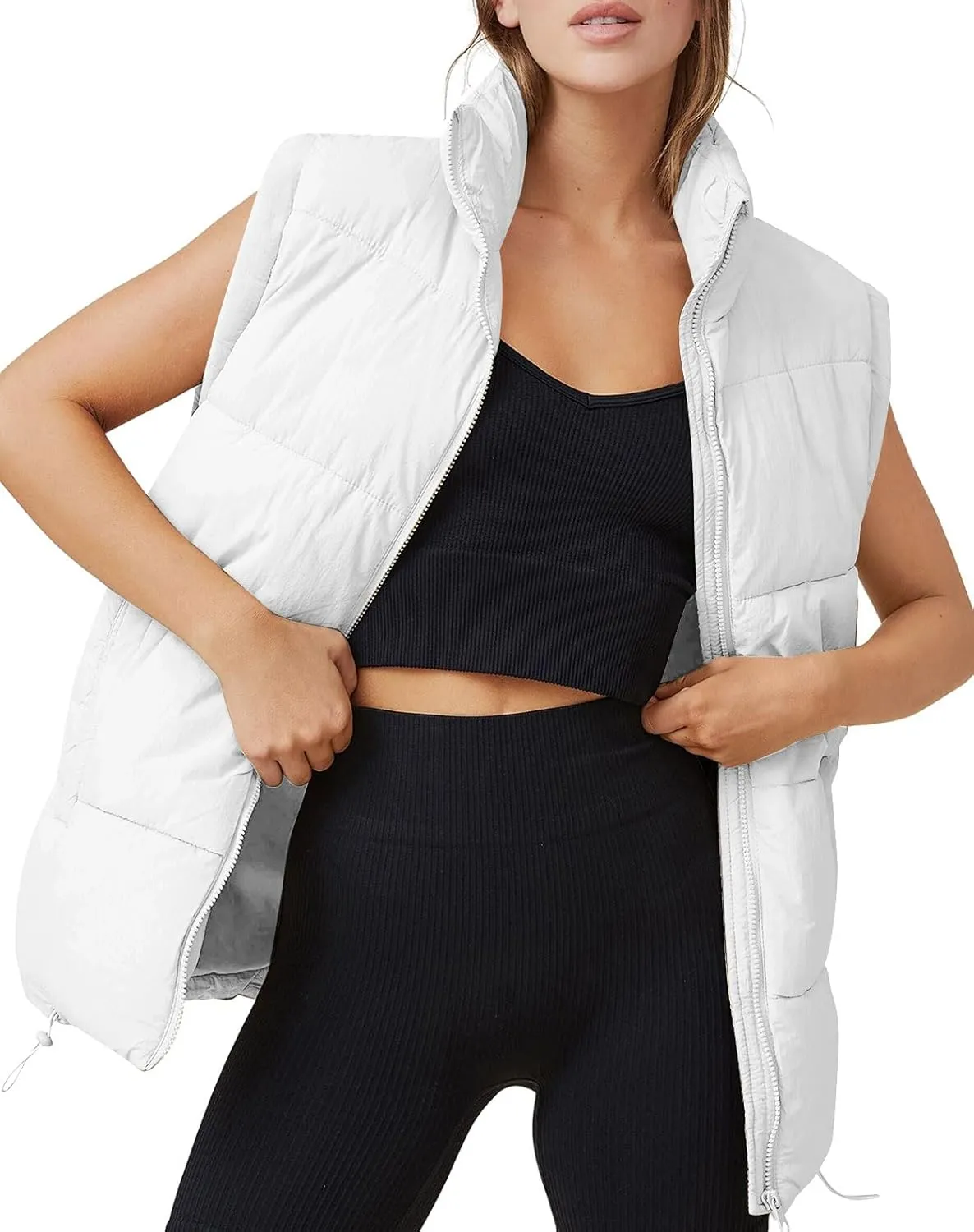 AUTOMET Puffer Vest Women Sleeveless Zip Up Outerwear Warm Puffer Lightweight Down with Pocket Fall Winter Jackets Coats 2025