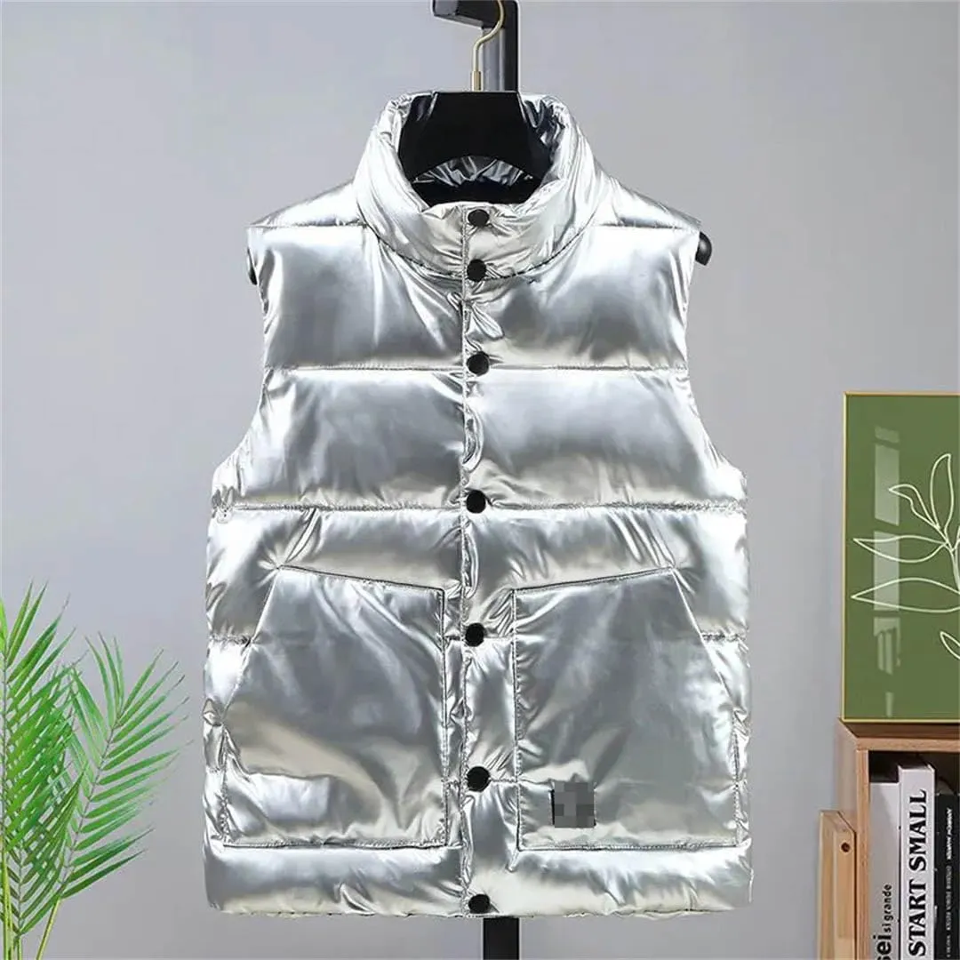 Autumn Winter Women's Vest Sleeveless Jackets Golden Cotton Padded Down Vest Loose Warm Waistcoat