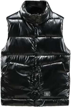 Autumn Winter Women's Vest Sleeveless Jackets Golden Cotton Padded Down Vest Loose Warm Waistcoat