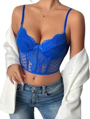 Avidlove Corset Tops for Women V Neck Bustier Lingerie Adjustable Strap Crop Top with Underwire