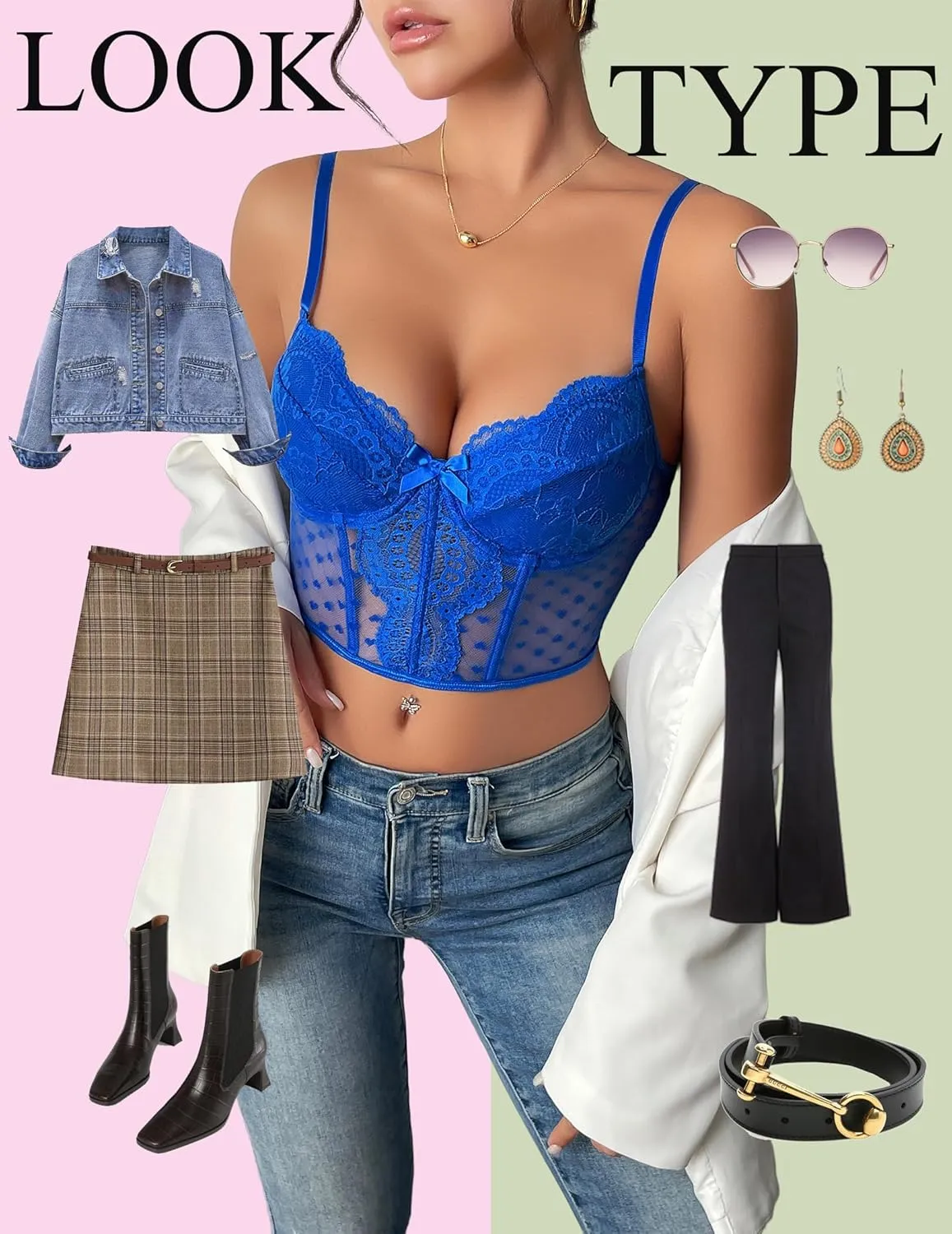 Avidlove Corset Tops for Women V Neck Bustier Lingerie Adjustable Strap Crop Top with Underwire