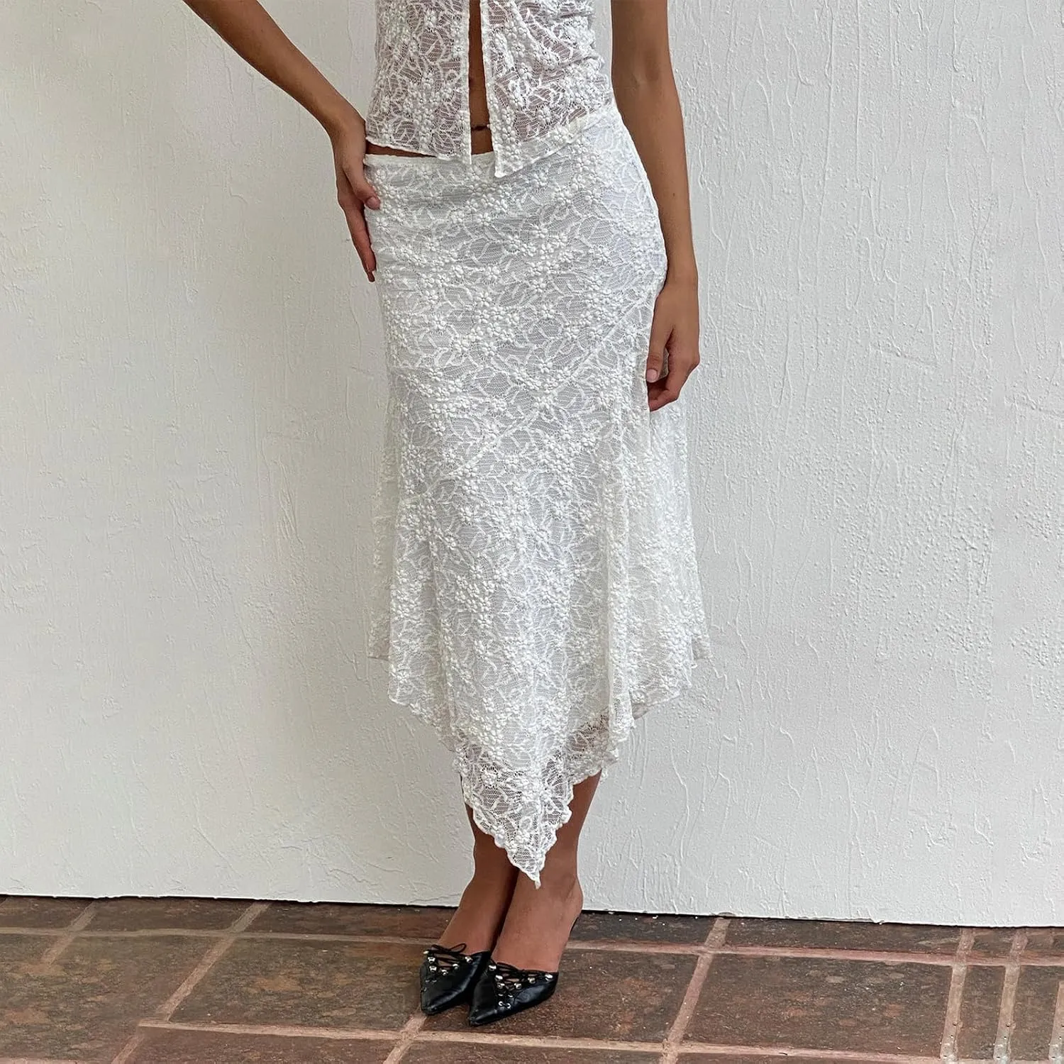 Awoscut Women's Long Skirt Set Summer 2 Piece Outfits Tank Tops   High Waist Long Skirt Sets