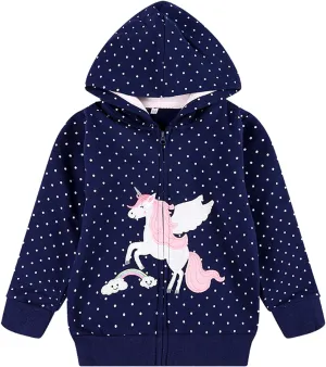 Baby Girl Zip-up Jacket Rainbow Unicorn Cotton Hoodie Sweatshirt Toddler Fall Coat Kids Winter Outfits Outerwear 2t-7t