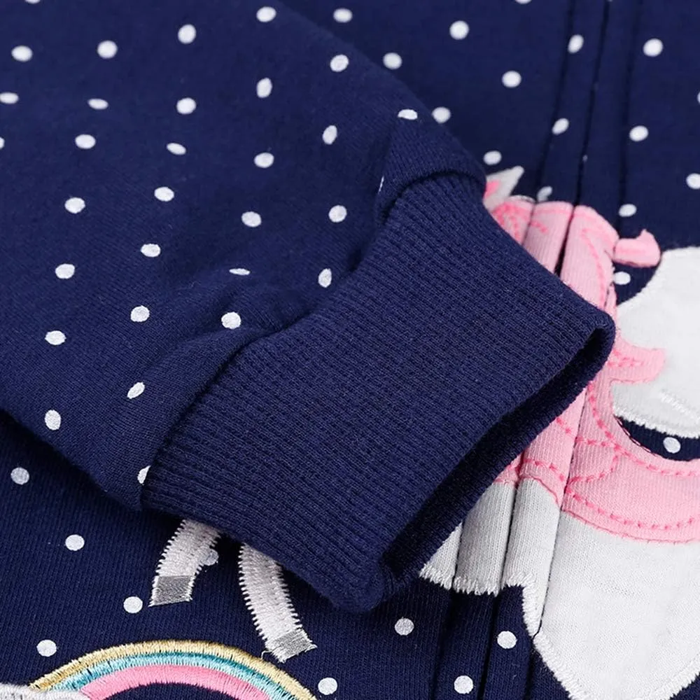 Baby Girl Zip-up Jacket Rainbow Unicorn Cotton Hoodie Sweatshirt Toddler Fall Coat Kids Winter Outfits Outerwear 2t-7t
