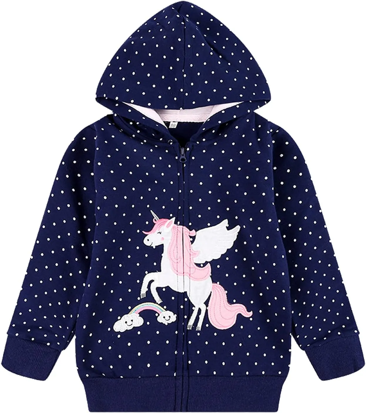 Baby Girl Zip-up Jacket Rainbow Unicorn Cotton Hoodie Sweatshirt Toddler Fall Coat Kids Winter Outfits Outerwear 2t-7t