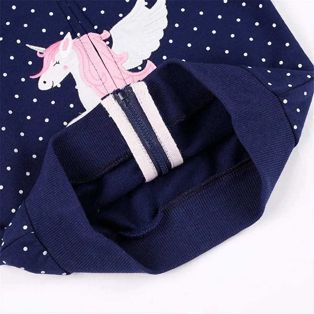 Baby Girl Zip-up Jacket Rainbow Unicorn Cotton Hoodie Sweatshirt Toddler Fall Coat Kids Winter Outfits Outerwear 2t-7t