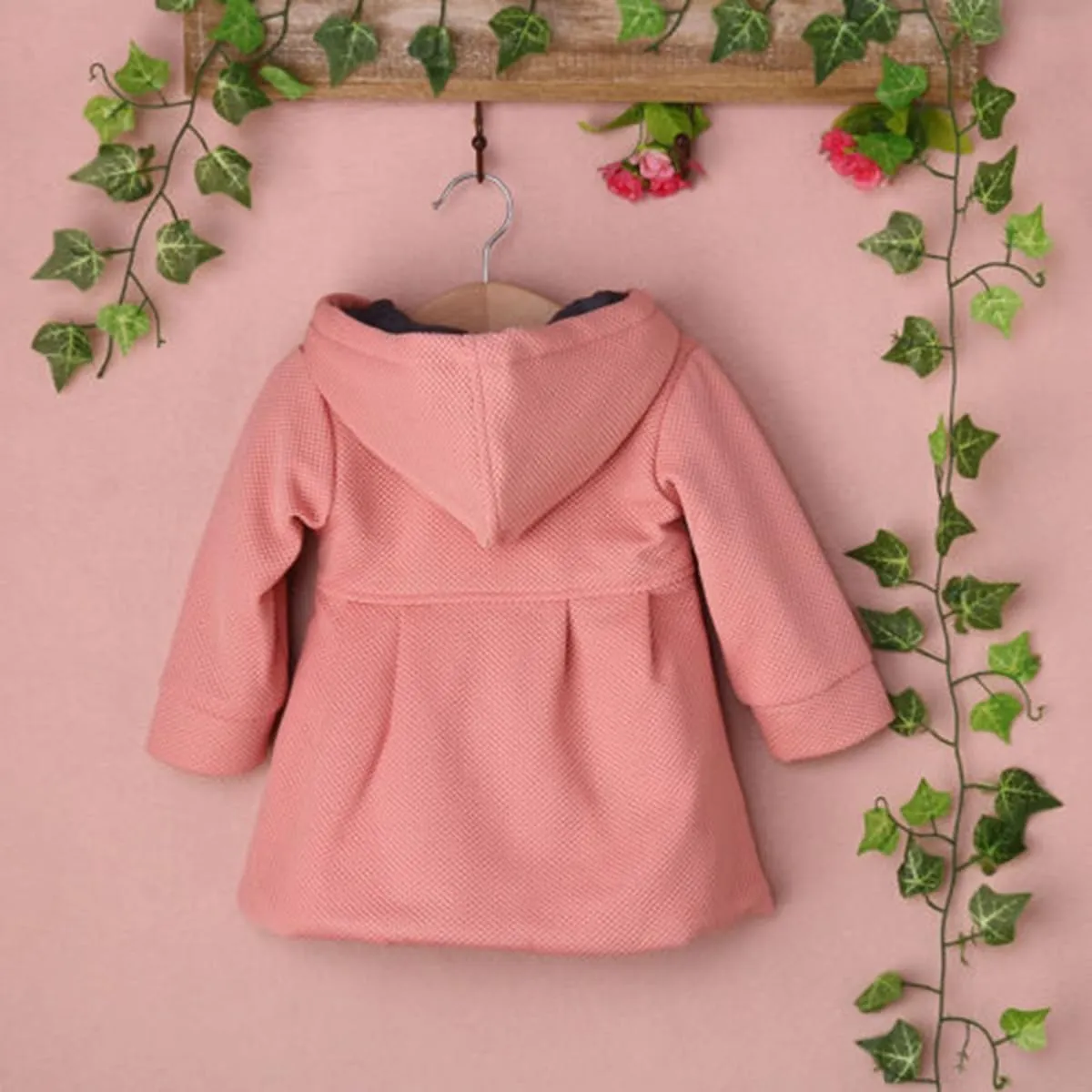 Baby Toddler Girls Fall Winter Trench Coat Wind Hooded Jacket Kids Outerwear