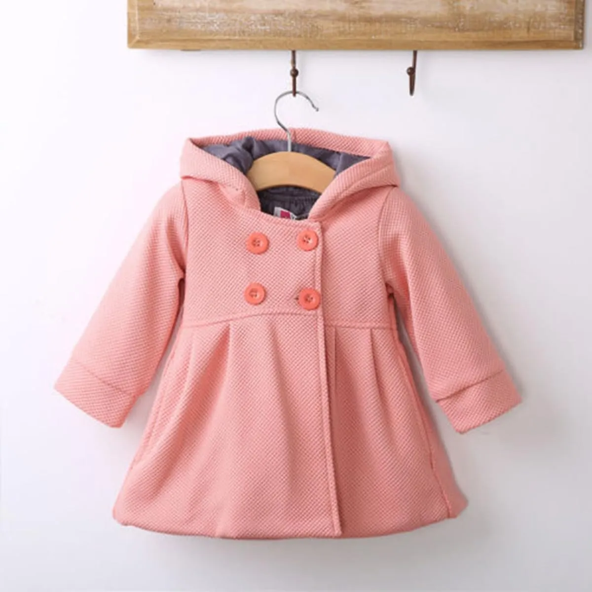 Baby Toddler Girls Fall Winter Trench Coat Wind Hooded Jacket Kids Outerwear