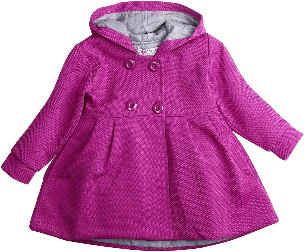 Baby Toddler Girls Fall Winter Trench Coat Wind Hooded Jacket Kids Outerwear