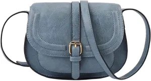 Bags for Women Retro saddle bag ladies shoulder messenger bag versatile women's half circle bag female(Blue)