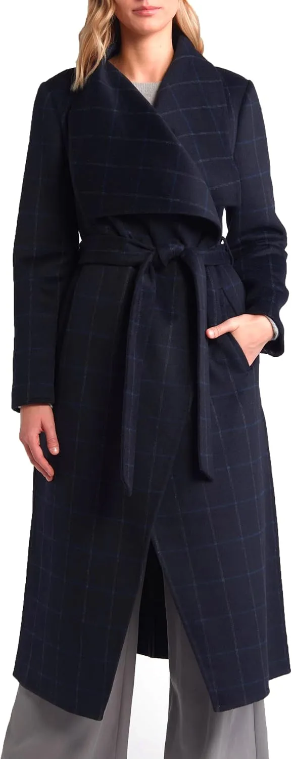 BCBGMAXAZRIA Women's Plaid Wool Trench Coat-Plaid-S