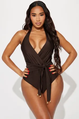 Beach Bliss 1 Piece Swimsuit - Chocolate