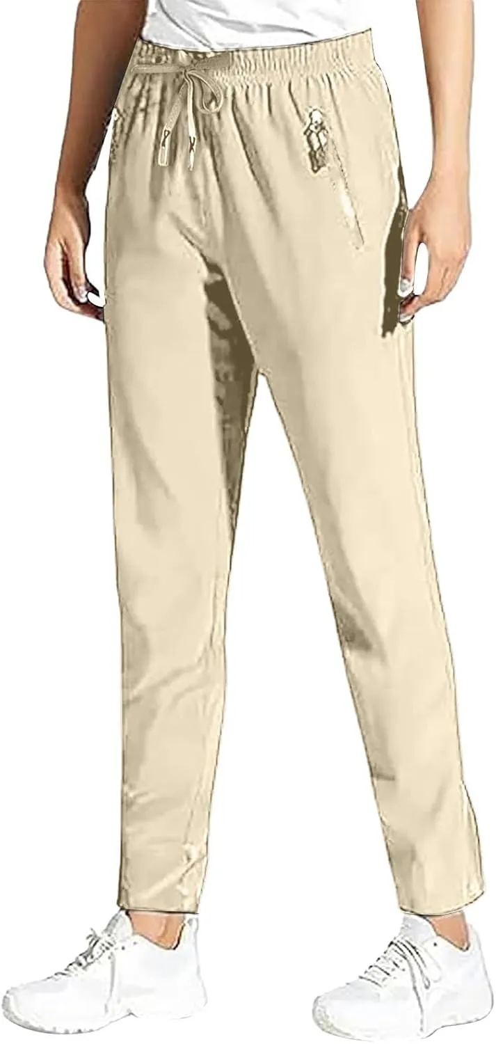 Beeswan Pants for Women Over 50 Ultra Stretch Breathable Casual Comfy Quick Dry Elastic Waist Trousers with Pockets