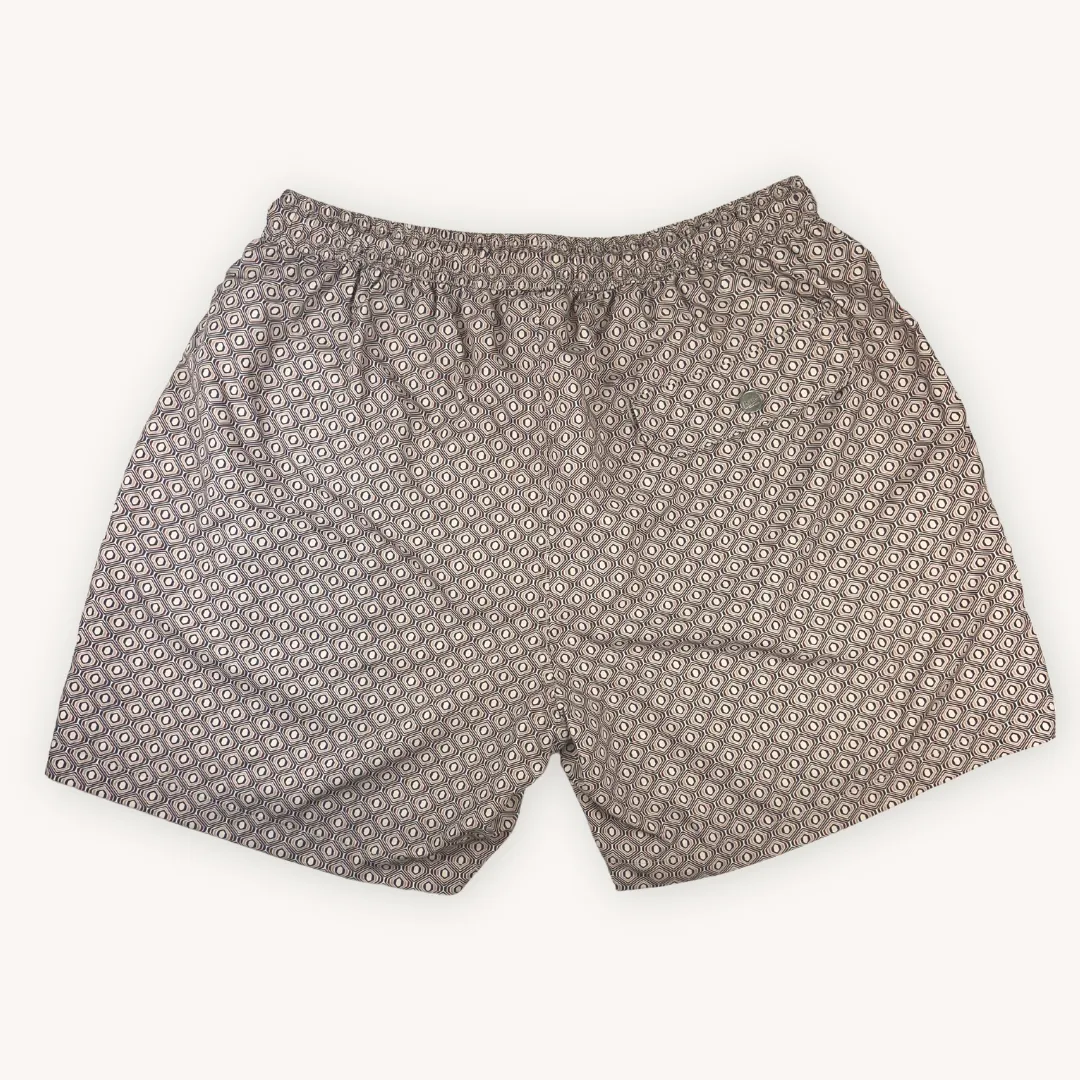 Beige Pattern Swim Shorts