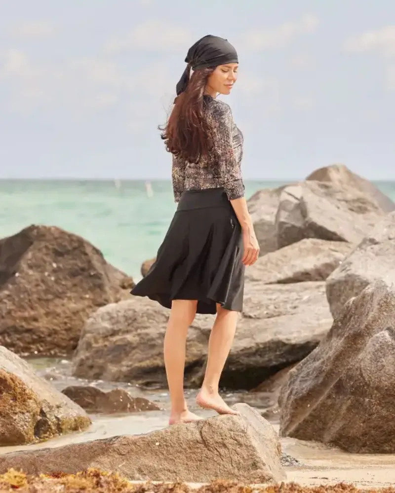 Bella Black 25" Swim Skirt with Attached Shorts