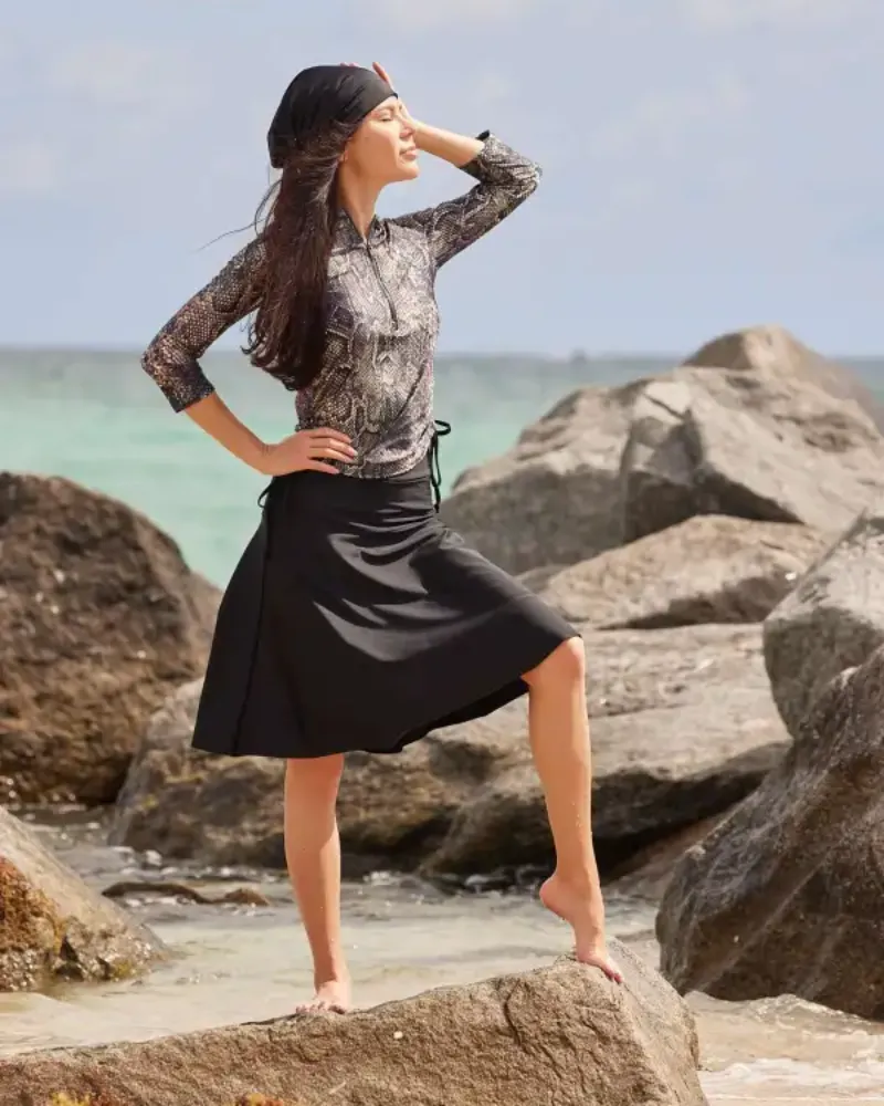Bella Black 25" Swim Skirt with Attached Shorts