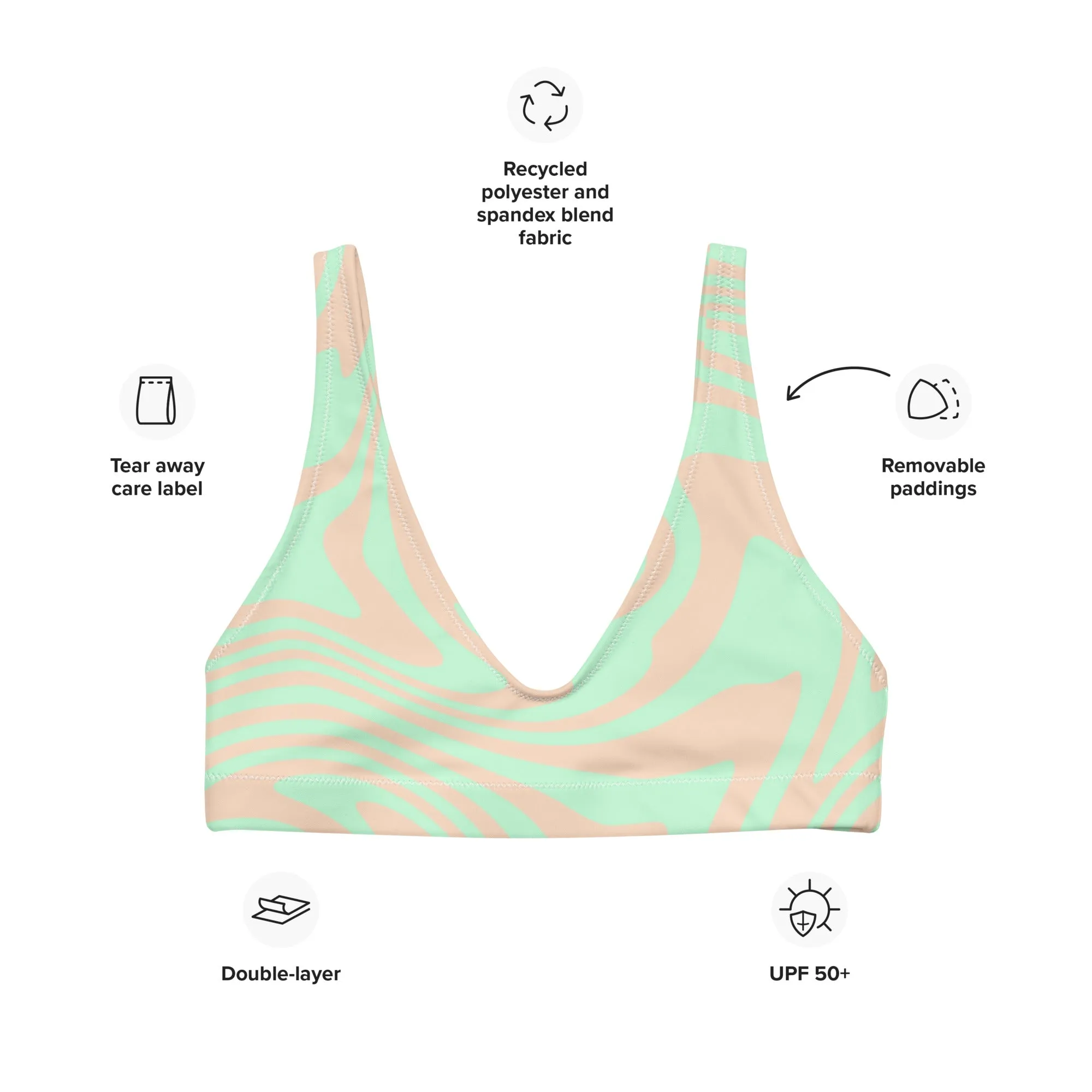 BELLA ECO PADDED BIKINI TOP | LIME SWIRL
