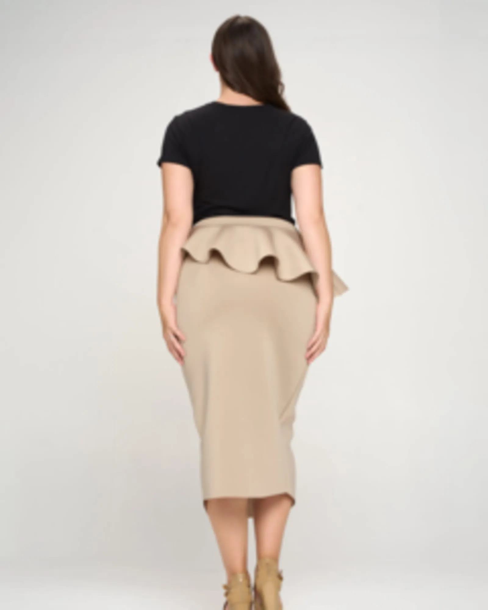 Bella Neoprene Midi Skirt | Mushroom