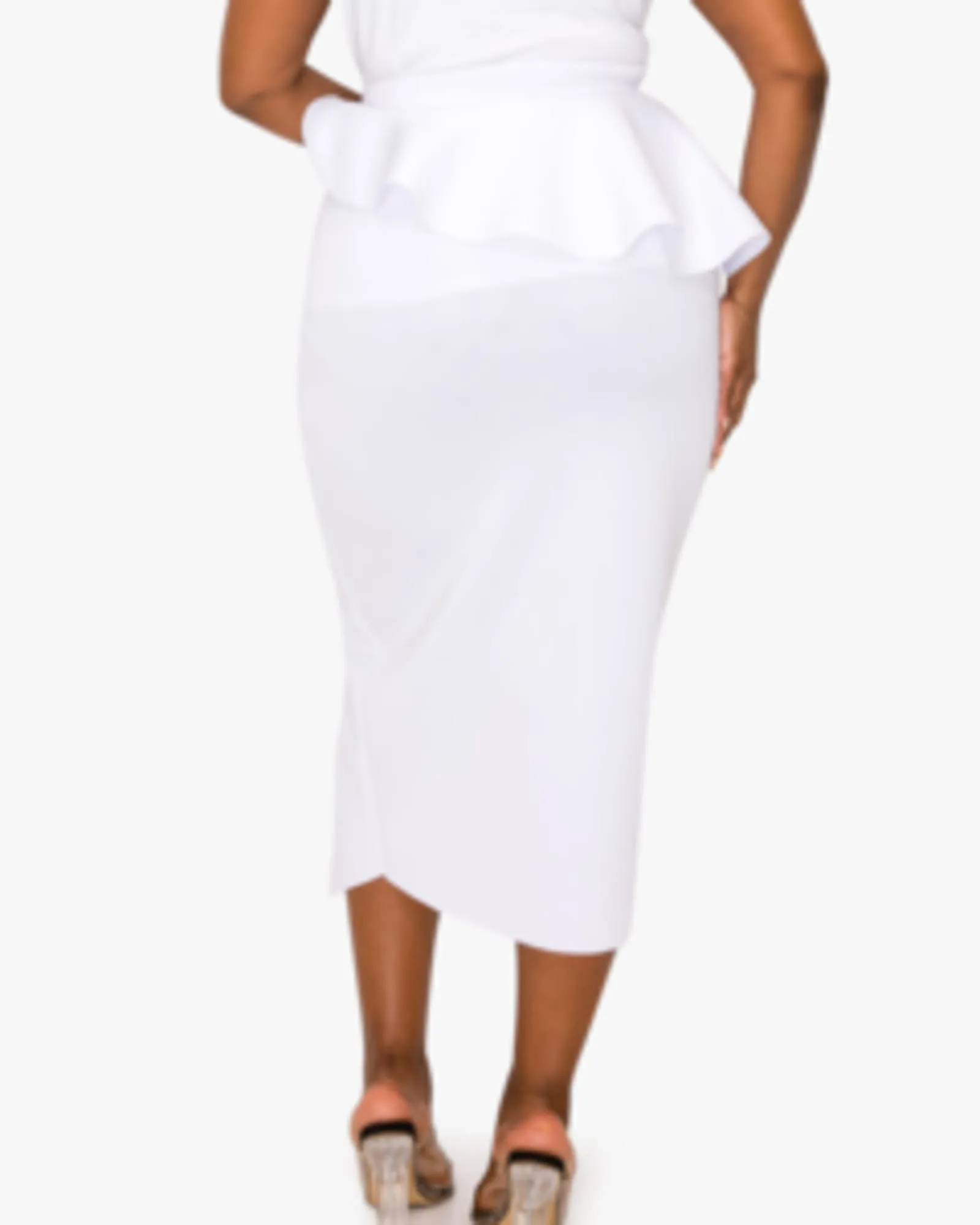 Bella Neoprene Midi Skirt | White