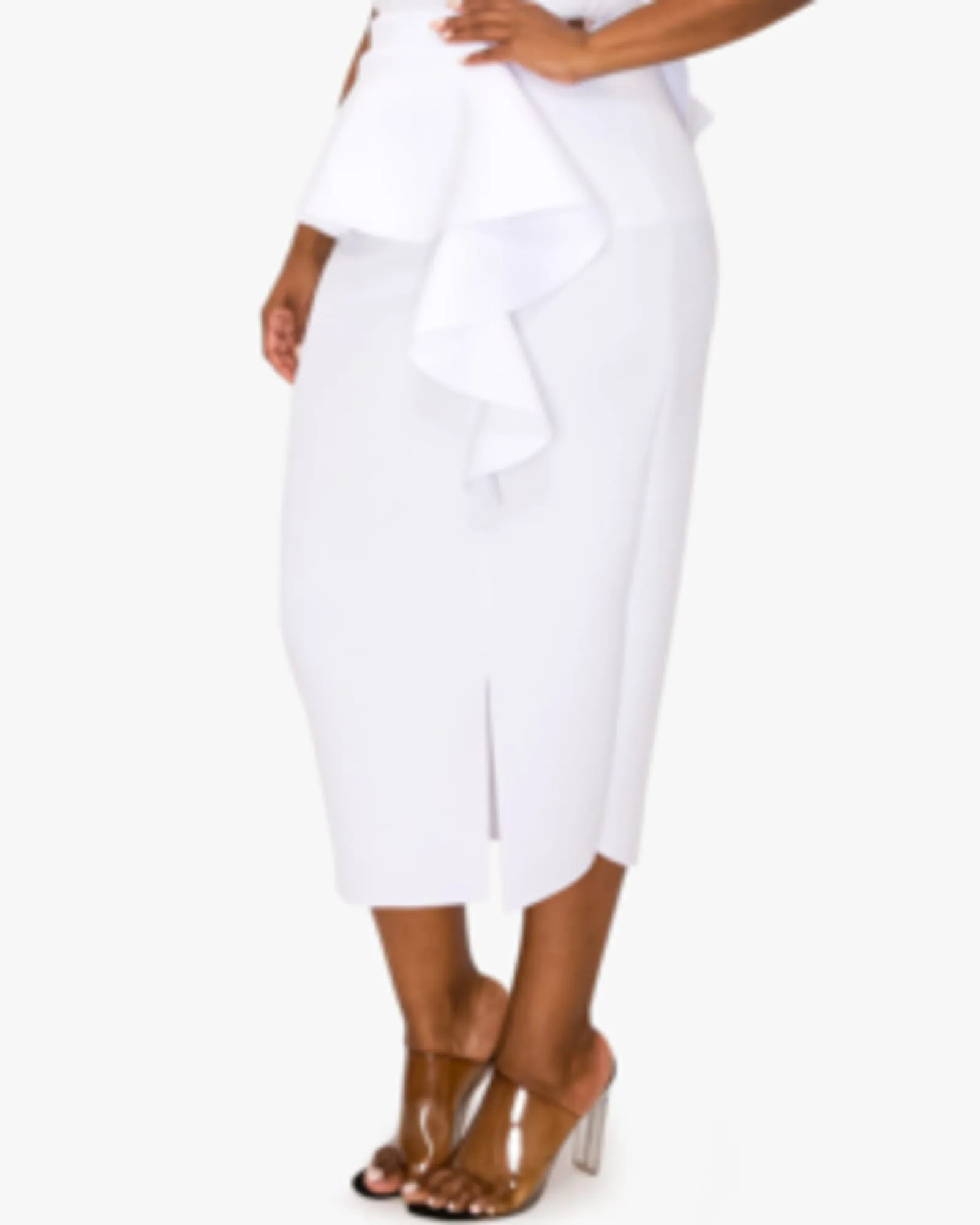 Bella Neoprene Midi Skirt | White