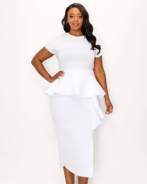Bella Neoprene Midi Skirt | White
