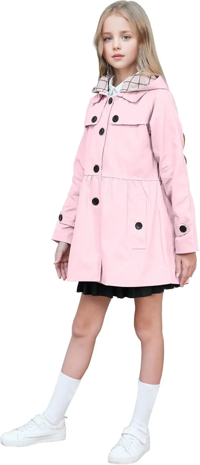 BINPAW Girl's Hooded Trench Coat